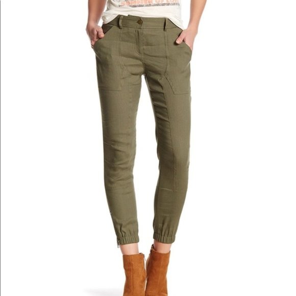 Veronica Beard Pants - Veronica Beard Green Caladium Linen Zip Pants 2